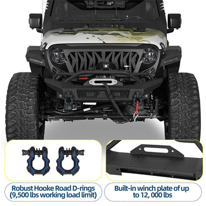Horn Front Bumper For 2018-2025 Jeep Wrangler JL / Gladiator JT - Ultralisk4x4