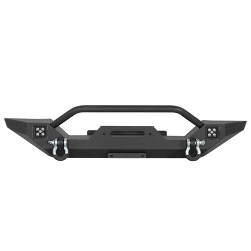 Aftermarket Front Bumper w/ Winch Plate & LED Spotlights For 1997-2006 Jeep Wrangler TJ - Ultralisk4x4