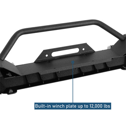 Aftermarket Front Bumper w/ Winch Plate & LED Spotlights For 1997-2006 Jeep Wrangler TJ - Ultralisk4x4
