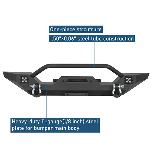 Aftermarket Front Bumper w/ Winch Plate & LED Spotlights For 1997-2006 Jeep Wrangler TJ - Ultralisk4x4