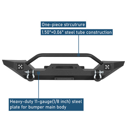 Aftermarket Front Bumper w/ Winch Plate & LED Spotlights For 1997-2006 Jeep Wrangler TJ - Ultralisk4x4