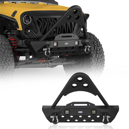 Stubby Front Bumper w/Stinger & Winch Plate Mount w/LED Spotlight(07-18 Jeep Wrangler JK) - Ultralisk 4x4