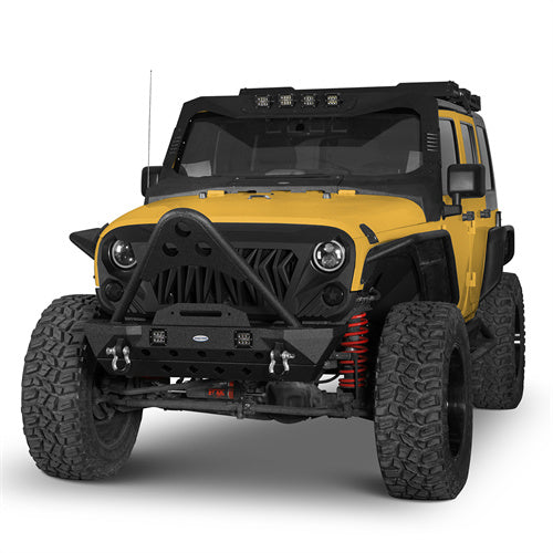 Stubby Front Bumper w/Stinger & Winch Plate Mount w/LED Spotlight(07-18 Jeep Wrangler JK) - Ultralisk 4x4