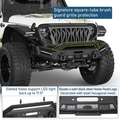Phantom Front Bumper For 2018-2026 Jeep Wrangler JL & 2020-2026 Gladiator JT - Ultralisk4x4