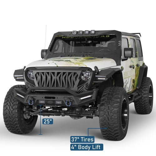 Phantom Front Bumper For 2018-2026 Jeep Wrangler JL & 2020-2026 Gladiator JT - Ultralisk4x4