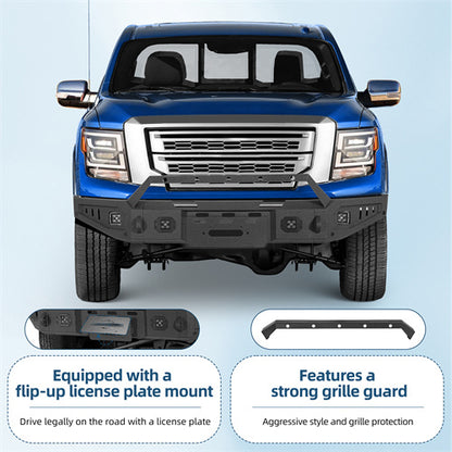 Road Trip Front Bumper w/ Winch Plate For 2017-2024 Nissan Titan (Excluding Titan XD) - Ultralisk4x4