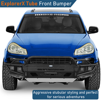 Tube Front Bumper w/ 4 LED Spot Lights For 2008-2010 Porsche Cayenne 957 - Ultralisk4x4