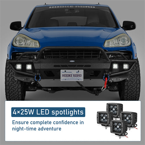 Tube Front Bumper w/ 4 LED Spot Lights For 2008-2010 Porsche Cayenne 957 - Ultralisk4x4