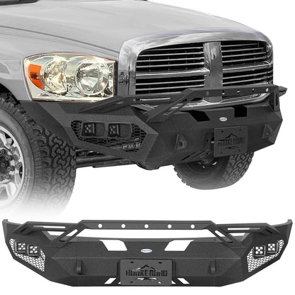 Earthshaker Series Front Bumper w/ Winch Plate & 4 × LED Lights For 2006-2008 Ram 1500 - Ultralisk4x4