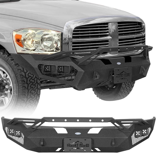 Earthshaker Series Front Bumper w/ Winch Plate & 4 × LED Lights For 2006-2008 Ram 1500 - Ultralisk4x4