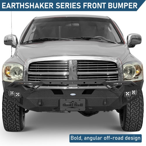 Earthshaker Series Front Bumper w/ Winch Plate & 4 × LED Lights For 2006-2008 Ram 1500 - Ultralisk4x4