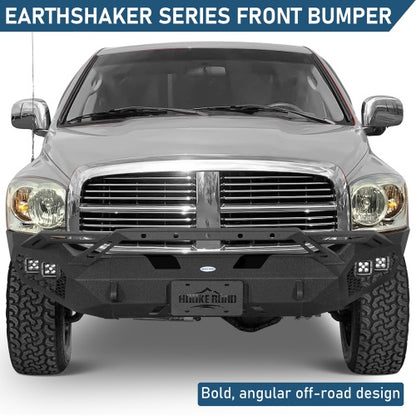 Earthshaker Series Front Bumper w/ Winch Plate & 4 × LED Lights For 2006-2008 Ram 1500 - Ultralisk4x4