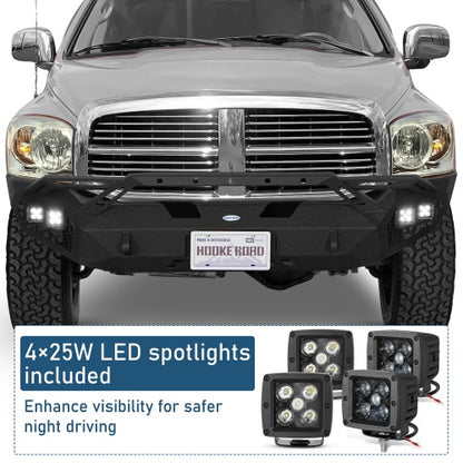 Earthshaker Series Front Bumper w/ Winch Plate & 4 × LED Lights For 2006-2008 Ram 1500 - Ultralisk4x4