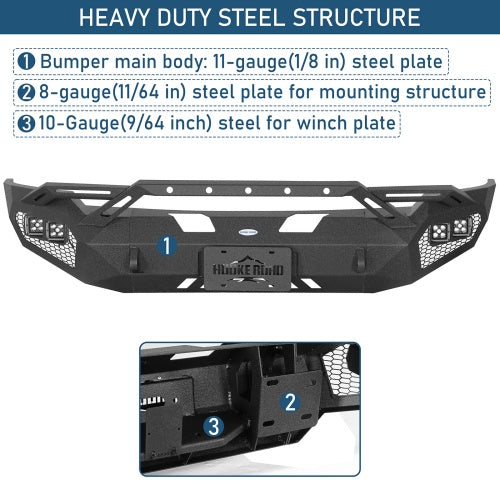 Earthshaker Series Front Bumper w/ Winch Plate & 4 × LED Lights For 2006-2008 Ram 1500 - Ultralisk4x4