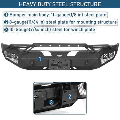 Earthshaker Series Front Bumper w/ Winch Plate & 4 × LED Lights For 2006-2008 Ram 1500 - Ultralisk4x4