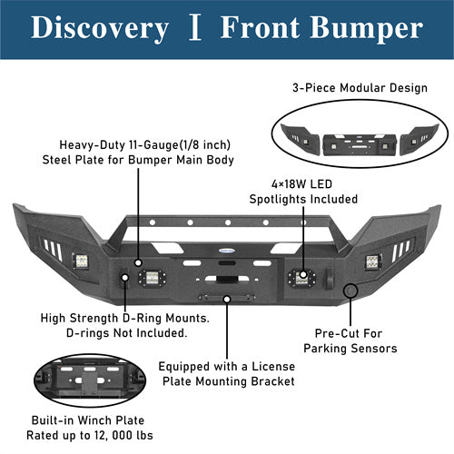 Steel Offroad Front Bumper w/ Winch Plate & LED Lights For 2016-2018 Silverado 1500 - ultralisk4x4