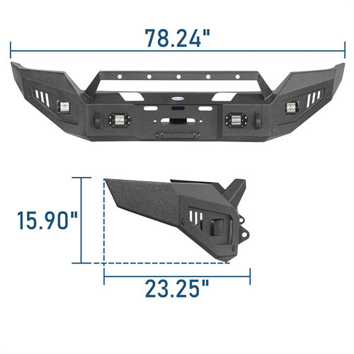 Steel Offroad Front Bumper w/ Winch Plate & LED Lights For 2016-2018 Silverado 1500 - ultralisk4x4