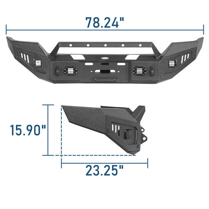 Steel Offroad Front Bumper w/ Winch Plate & LED Lights For 2016-2018 Silverado 1500 - ultralisk4x4