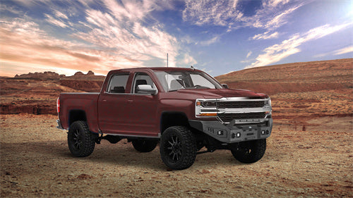 Steel Offroad Front Bumper w/ Winch Plate & LED Lights For 2016-2018 Silverado 1500 - ultralisk4x4