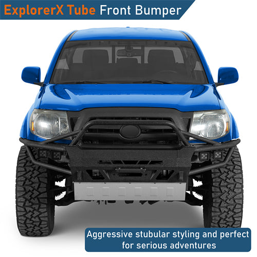 ExplorerX Tube Front Bumper w/ LED Lights For 2005-2011 Toyota Tacoma - Ultralisk4x4
