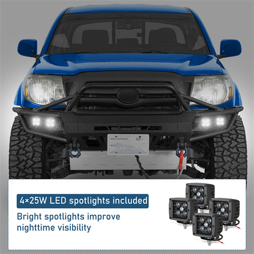 ExplorerX Tube Front Bumper w/ LED Lights For 2005-2011 Toyota Tacoma - Ultralisk4x4