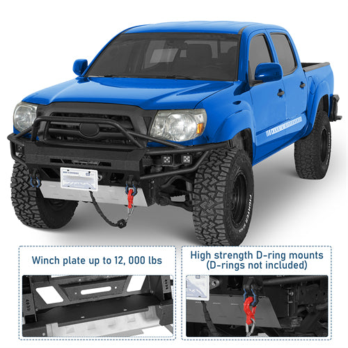ExplorerX Tube Front Bumper w/ LED Lights For 2005-2011 Toyota Tacoma - Ultralisk4x4