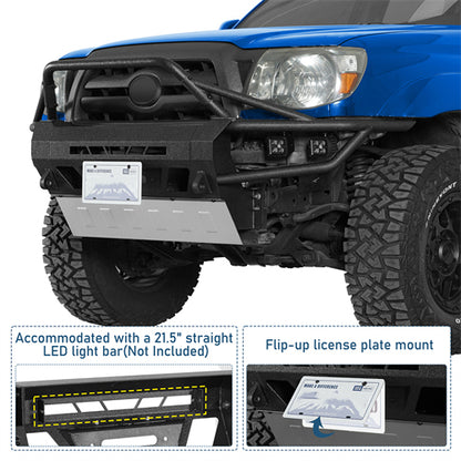 ExplorerX Tube Front Bumper w/ LED Lights For 2005-2011 Toyota Tacoma - Ultralisk4x4