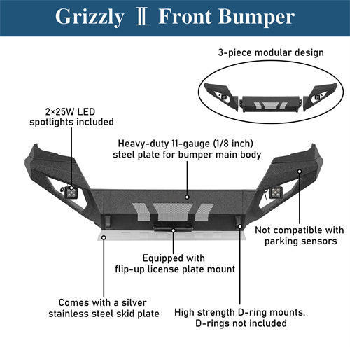 Front Bumper w/ LED Lights For 2016-2023 Toyota Tacoma 3rd Gen - Ultralisk4x4