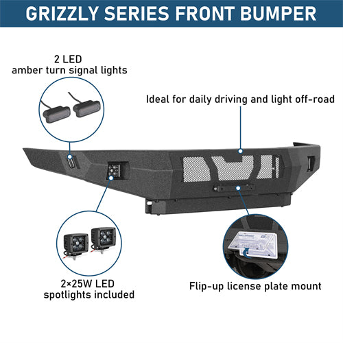 Grizzly Series Front Bumper For 1995-2004 Toyota Tacoma - Ultralisk4x4