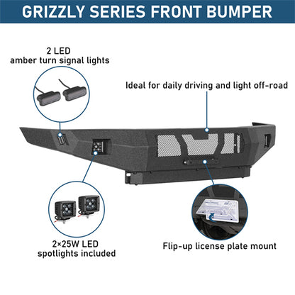 Grizzly Series Front Bumper For 1995-2004 Toyota Tacoma - Ultralisk4x4