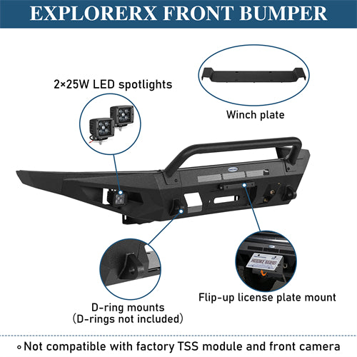 Front Bumper w/ LED Spotlights For 2016-2023 Toyota Tacoma - Ultralisk4x4