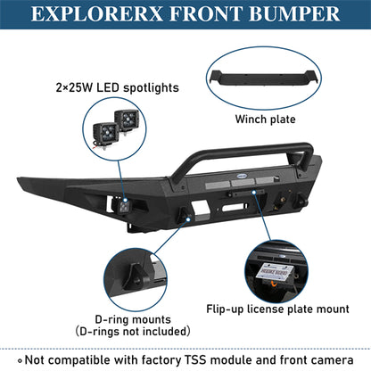Front Bumper w/ LED Spotlights For 2016-2023 Toyota Tacoma - Ultralisk4x4