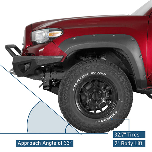 Front Bumper w/ LED Spotlights For 2016-2023 Toyota Tacoma - Ultralisk4x4