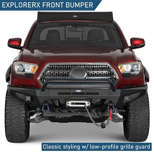 Front Bumper w/ LED Spotlights For 2016-2023 Toyota Tacoma - Ultralisk4x4
