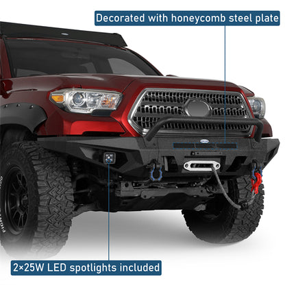 Front Bumper w/ LED Spotlights For 2016-2023 Toyota Tacoma - Ultralisk4x4