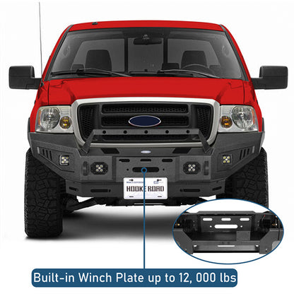 Off Road Front Bumper w/ Winch Plate & LED Spotlights For 2004-2008 Ford F-150  - Ultralisk4x4