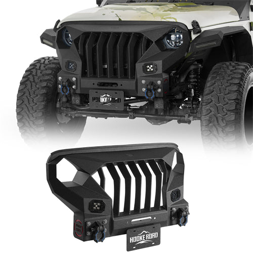 Full-width Front Bumper w/Mad Max Grill For 2018-2025 Jeep Wrangler JL & Jeep Gladiator JT - Ultralisk 4x4
