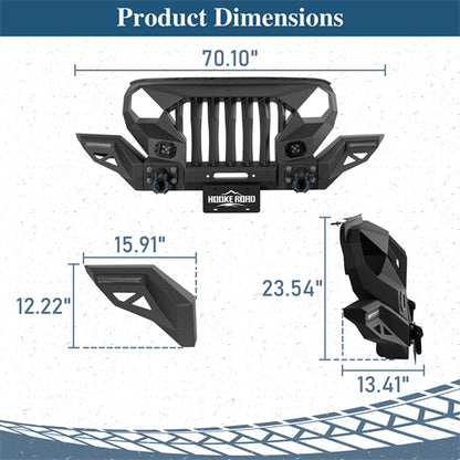 Mad Max Front Bumper w/Wings & Windshield Frame Cover(18-25 Jeep Wrangler JL & Gladiator JT(Excluding Wrangler 4xe, Rubicon 392, JT Mojave)) - Ultralisk 4x4