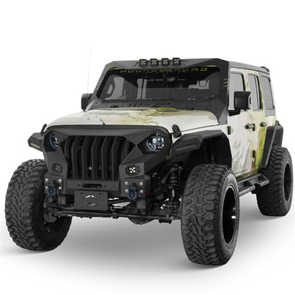 Full-width Front Bumper w/Mad Max Grill For 2018-2026 Jeep Wrangler JL & Jeep Gladiator JT - Ultralisk 4x4