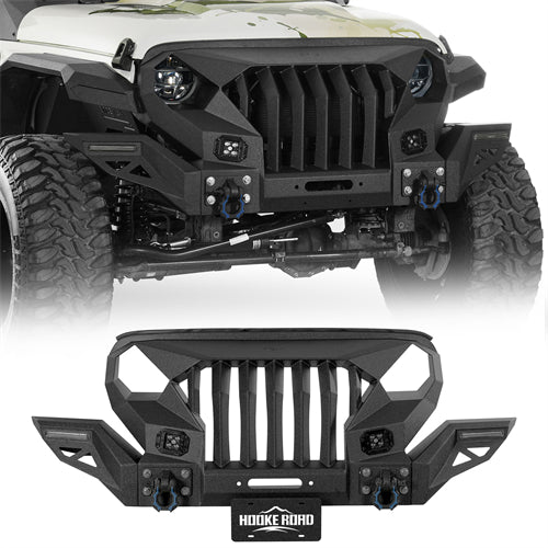 Full-width Front Bumper w/Mad Max Grill For 2018-2025 Jeep Wrangler JL & Jeep Gladiator JT - Ultralisk 4x4