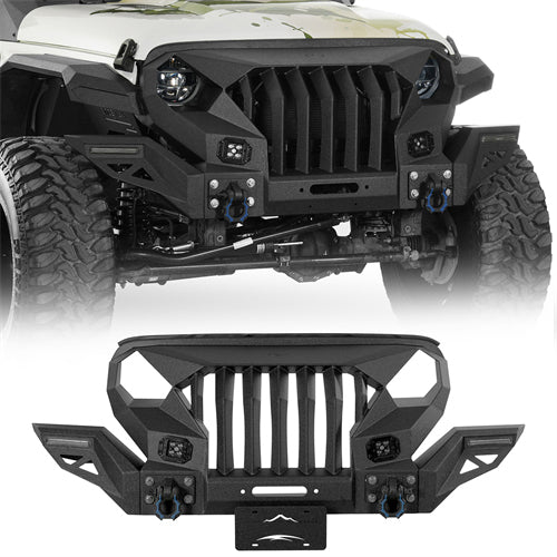 Mad Max Front Bumper w/Wings & Windshield Frame Cover(18-26 Jeep Wrangler JL & Gladiator JT(Excluding Wrangler 4xe, Rubicon 392, JT Mojave)) - Ultralisk 4x4