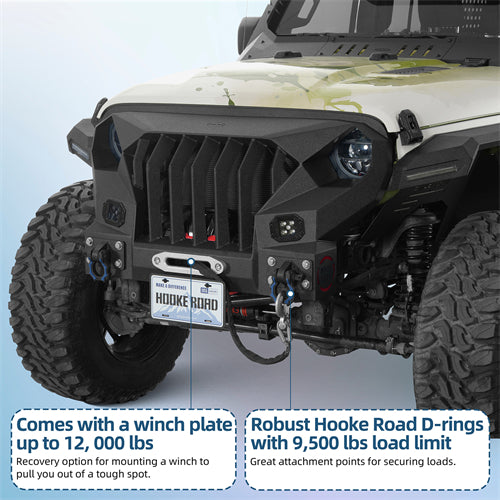 Full-width Front Bumper w/Mad Max Grill For 2018-2025 Jeep Wrangler JL & Jeep Gladiator JT - Ultralisk 4x4