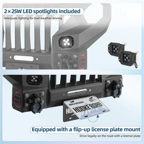 Full-width Front Bumper w/Mad Max Grill For 2018-2025 Jeep Wrangler JL & Jeep Gladiator JT - Ultralisk 4x4