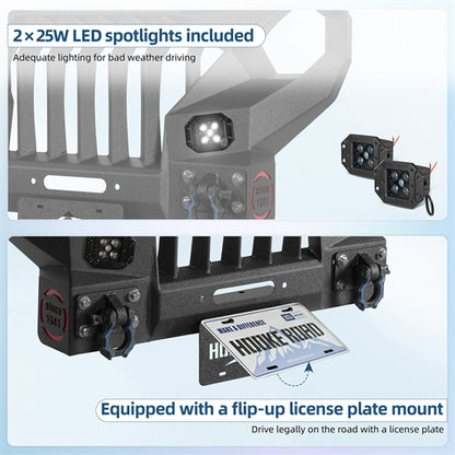 Full-width Front Bumper w/Mad Max Grill For 2018-2025 Jeep Wrangler JL & Jeep Gladiator JT - Ultralisk 4x4
