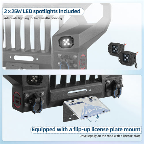 Full-width Front Bumper w/Mad Max Grill For 2018-2026 Jeep Wrangler JL & Jeep Gladiator JT - Ultralisk 4x4