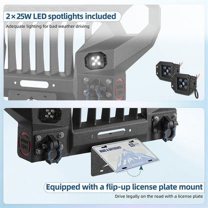 Full-width Front Bumper w/Mad Max Grill For 2018-2026 Jeep Wrangler JL & Jeep Gladiator JT - Ultralisk 4x4