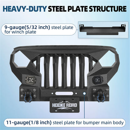 Full-width Front Bumper w/Mad Max Grill For 2018-2025 Jeep Wrangler JL & Jeep Gladiator JT - Ultralisk 4x4