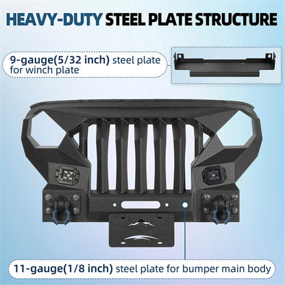 Full-width Front Bumper w/Mad Max Grill For 2018-2026 Jeep Wrangler JL & Jeep Gladiator JT - Ultralisk 4x4