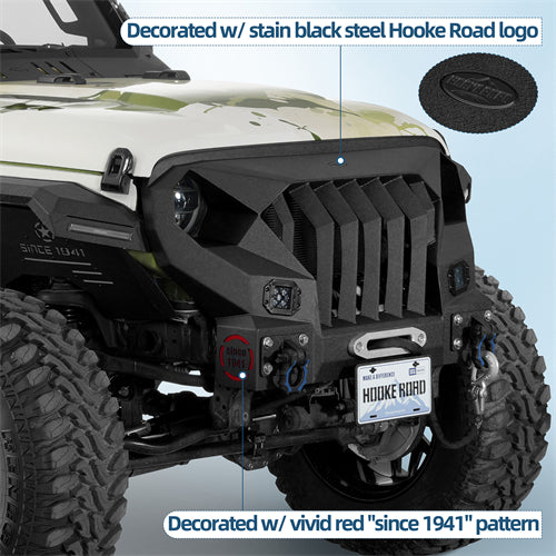 Full-width Front Bumper w/Mad Max Grill For 2018-2025 Jeep Wrangler JL & Jeep Gladiator JT - Ultralisk 4x4