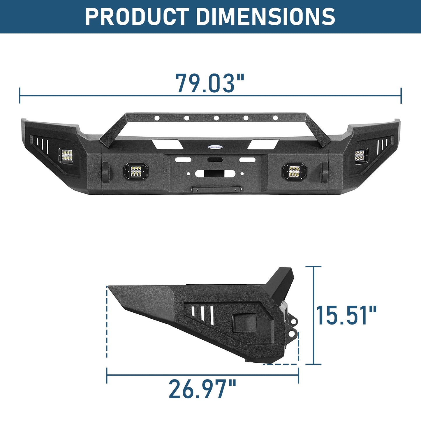 Discovery Ⅰ Full-Width Front Bumper w/ Winch Plate & LED Spotlights For 2006-2008 Ram 1500 - Ultralisk4x4